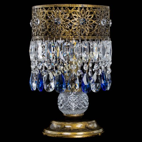 Настольная лампа Восток с пластинками под бронзу Синяя в Ижевске Гусь Хрустальный