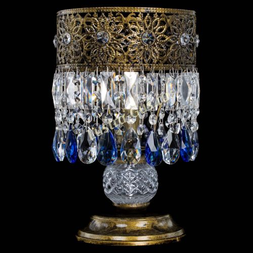 Настольная лампа Восток с пластинками под бронзу Синяя в Ижевске Гусь Хрустальный