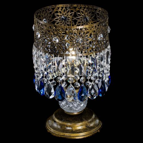 Настольная лампа Восток с пластинками под бронзу Синяя в Ижевске Гусь Хрустальный