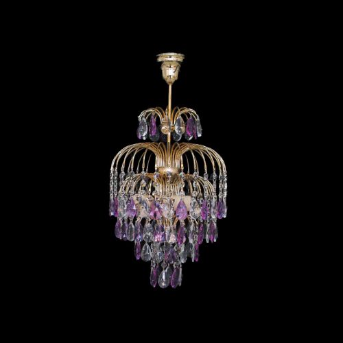 Люстра Хрустальные брызги с подвесом журавлик фиолетовый в Ижевске Гусь Хрустальный