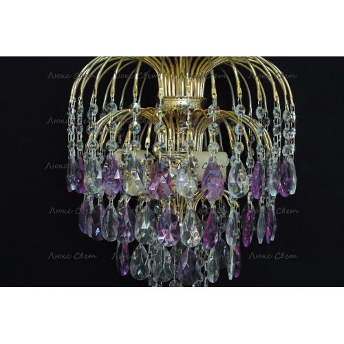 Люстра Хрустальные брызги с подвесом журавлик фиолетовый в Ижевске Гусь Хрустальный