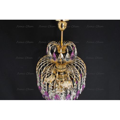 Люстра Хрустальные брызги с подвесом журавлик фиолетовый в Ижевске Гусь Хрустальный