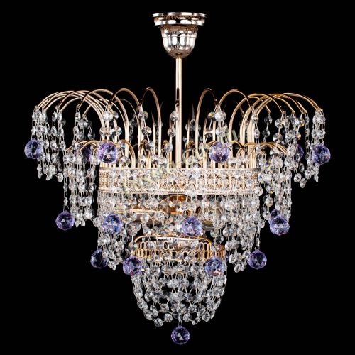 Люстра Агата Венеция №2 - 3 лампы фиолетовая в Ижевске Гусь Хрустальный