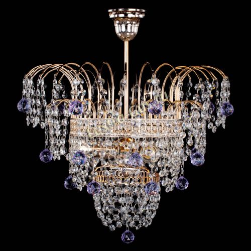 Люстра Агата Венеция №2 - 3 лампы фиолетовая в Ижевске Гусь Хрустальный