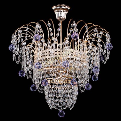 Люстра Агата Венеция №2 - 3 лампы фиолетовая в Ижевске Гусь Хрустальный
