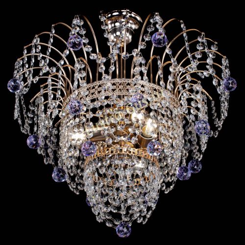 Люстра Агата Венеция №2 - 3 лампы фиолетовая в Ижевске Гусь Хрустальный