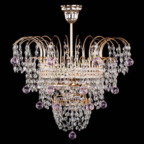 Люстра Агата Венеция №2 - 3 лампы розовая в Ижевске Гусь Хрустальный