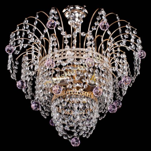 Люстра Агата Венеция №2 - 3 лампы розовая в Ижевске Гусь Хрустальный