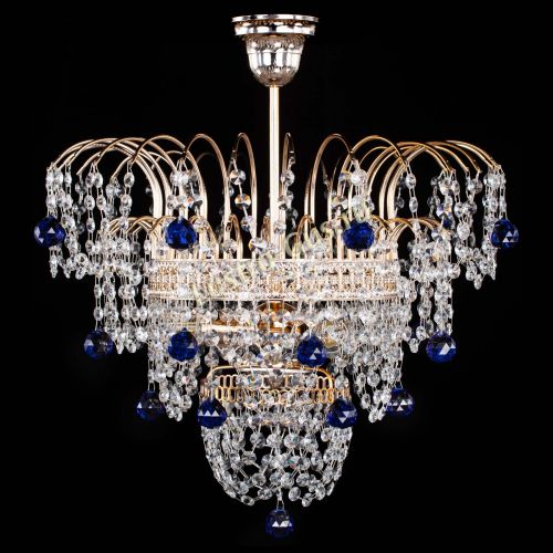 Люстра Агата Венеция №2 - 3 лампы синяя в Ижевске Гусь Хрустальный