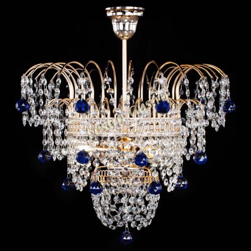 Люстра Агата Венеция №2 - 3 лампы синяя в Ижевске Гусь Хрустальный