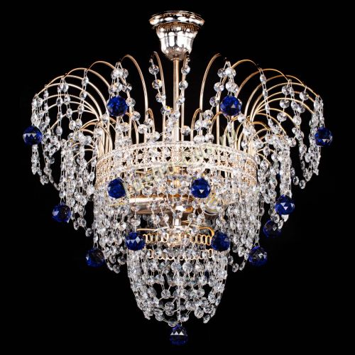 Люстра Агата Венеция №2 - 3 лампы синяя в Ижевске Гусь Хрустальный