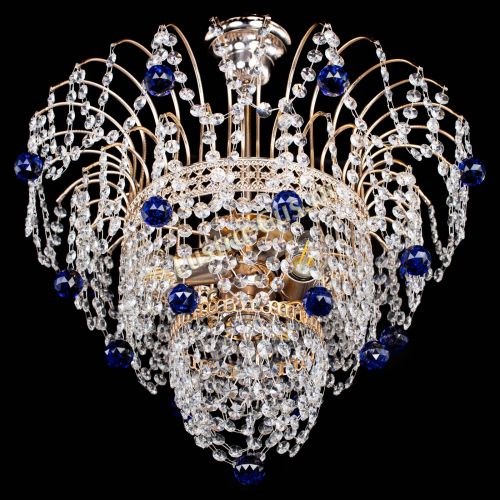 Люстра Агата Венеция №2 - 3 лампы синяя в Ижевске Гусь Хрустальный