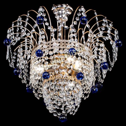 Люстра Агата Венеция №2 - 3 лампы синяя в Ижевске Гусь Хрустальный