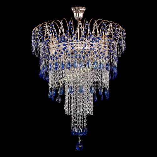 Люстра Агата Венеция №4 длинная Синяя в Ижевске Гусь Хрустальный