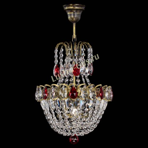 Люстра Астра №1 с подвесом под бронзу Красная в Ижевске Гусь Хрустальный