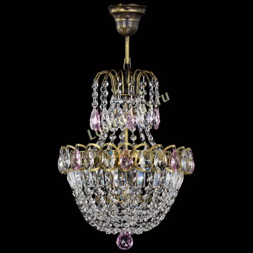 Люстра Астра №1 с подвесом под бронзу Розовая в Ижевске Гусь Хрустальный