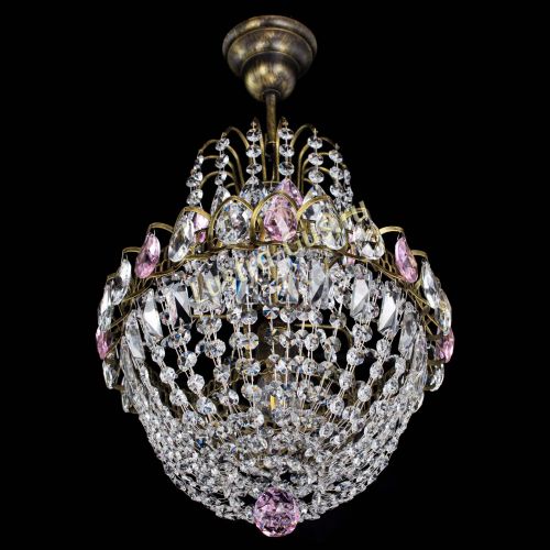 Люстра Астра №1 с подвесом под бронзу Розовая в Ижевске Гусь Хрустальный