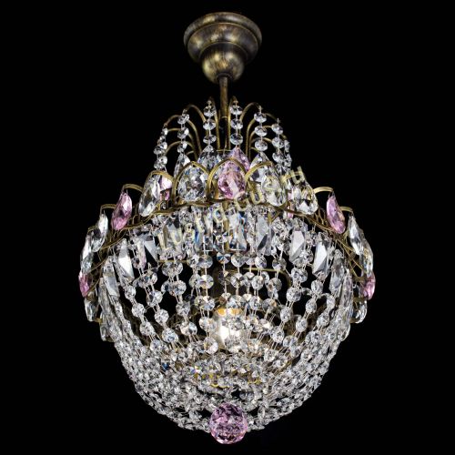 Люстра Астра №1 с подвесом под бронзу Розовая в Ижевске Гусь Хрустальный