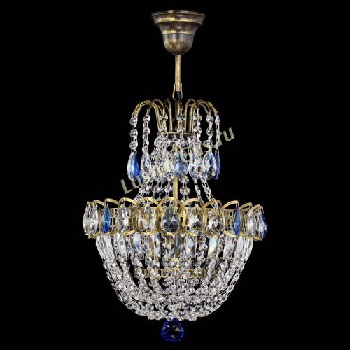 Люстра Астра №1 с подвесом под бронзу Синяя в Ижевске Гусь Хрустальный