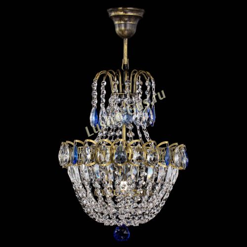 Люстра Астра №1 с подвесом под бронзу Синяя в Ижевске Гусь Хрустальный