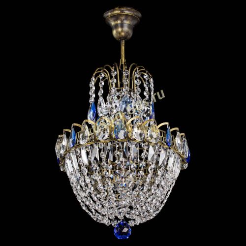 Люстра Астра №1 с подвесом под бронзу Синяя в Ижевске Гусь Хрустальный