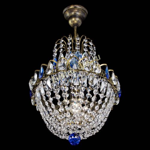 Люстра Астра №1 с подвесом под бронзу Синяя в Ижевске Гусь Хрустальный