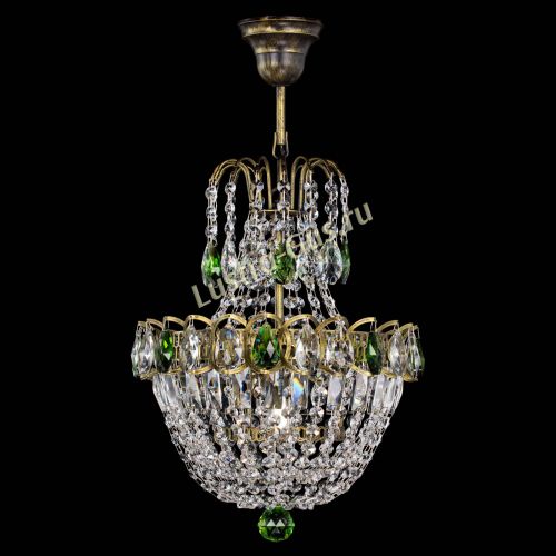 Люстра Астра №1 с подвесом под бронзу Зеленая в Ижевске Гусь Хрустальный