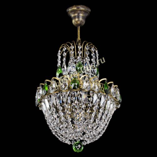 Люстра Астра №1 с подвесом под бронзу Зеленая в Ижевске Гусь Хрустальный