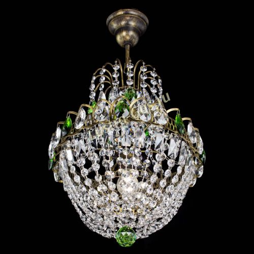 Люстра Астра №1 с подвесом под бронзу Зеленая в Ижевске Гусь Хрустальный