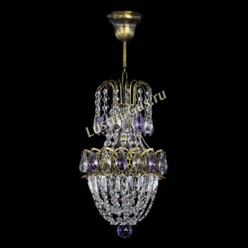 Люстра Астра №1 узкая фиолетовая под бронзу в Ижевске Гусь Хрустальный