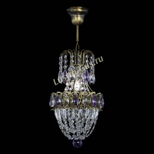 Люстра Астра №1 узкая фиолетовая под бронзу в Ижевске Гусь Хрустальный