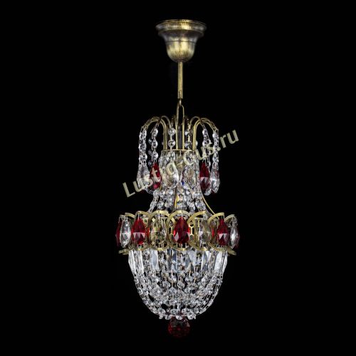 Люстра Астра №1 узкая красная под бронзу в Ижевске Гусь Хрустальный