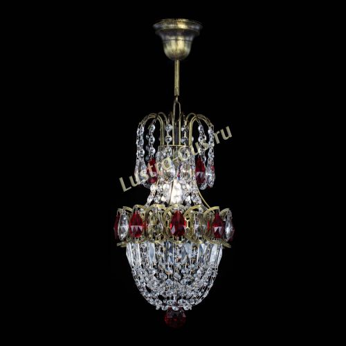 Люстра Астра №1 узкая красная под бронзу в Ижевске Гусь Хрустальный