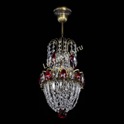 Люстра Астра №1 узкая красная под бронзу в Ижевске Гусь Хрустальный