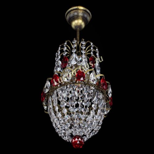 Люстра Астра №1 узкая красная под бронзу в Ижевске Гусь Хрустальный