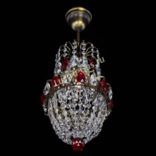 Люстра Астра №1 узкая красная под бронзу в Ижевске Гусь Хрустальный