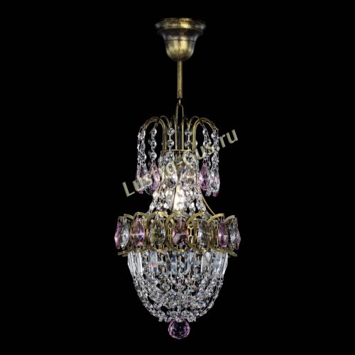 Люстра Астра №1 узкая розовая под бронзу в Ижевске Гусь Хрустальный