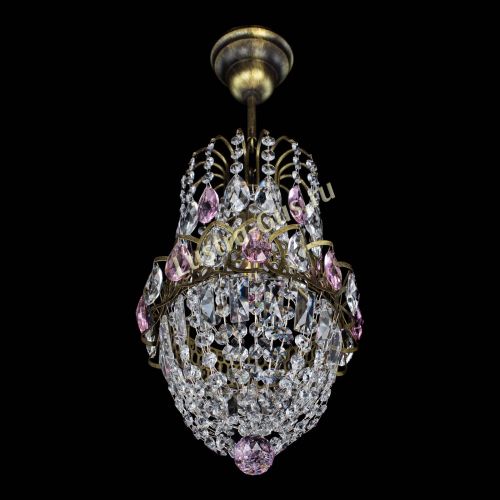 Люстра Астра №1 узкая розовая под бронзу в Ижевске Гусь Хрустальный