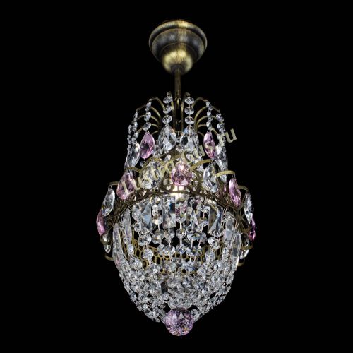 Люстра Астра №1 узкая розовая под бронзу в Ижевске Гусь Хрустальный