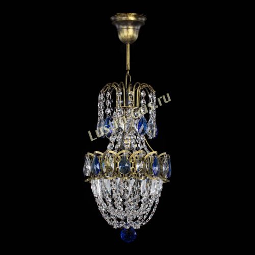 Люстра Астра №1 узкая синяя под бронзу в Ижевске Гусь Хрустальный