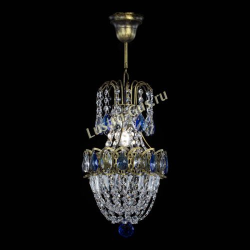 Люстра Астра №1 узкая синяя под бронзу в Ижевске Гусь Хрустальный