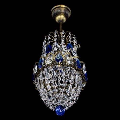 Люстра Астра №1 узкая синяя под бронзу в Ижевске Гусь Хрустальный