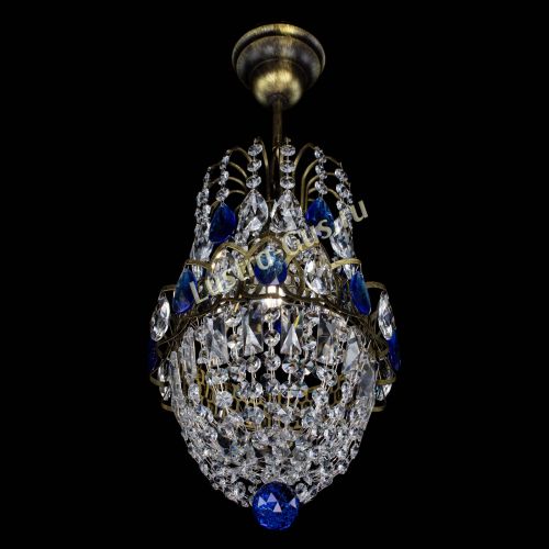 Люстра Астра №1 узкая синяя под бронзу в Ижевске Гусь Хрустальный