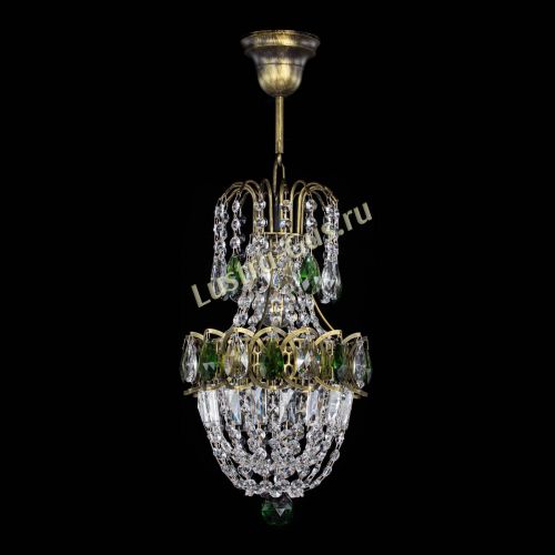 Люстра Астра №1 узкая зеленая под бронзу в Ижевске Гусь Хрустальный