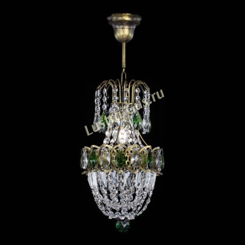 Люстра Астра №1 узкая зеленая под бронзу в Ижевске Гусь Хрустальный