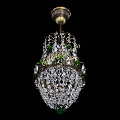 Люстра Астра №1 узкая зеленая под бронзу в Ижевске Гусь Хрустальный