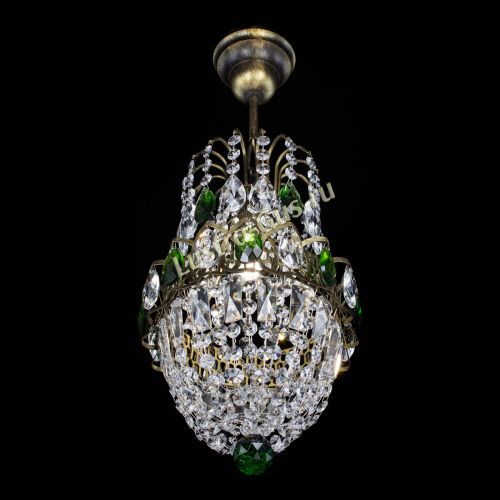 Люстра Астра №1 узкая зеленая под бронзу в Ижевске Гусь Хрустальный