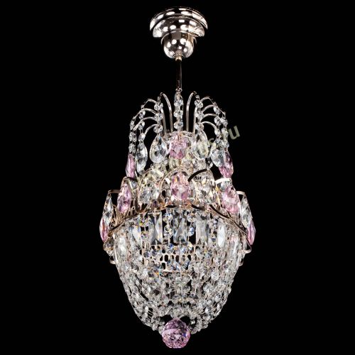 Люстра Астра №1 узкая розовая в Ижевске Гусь Хрустальный