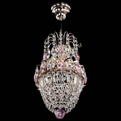 Люстра Астра №1 узкая розовая в Ижевске Гусь Хрустальный