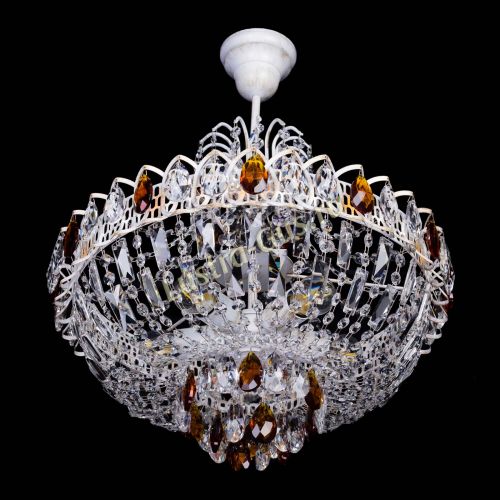 Люстра Астра Белая с подвесом чайная в Ижевске Гусь Хрустальный